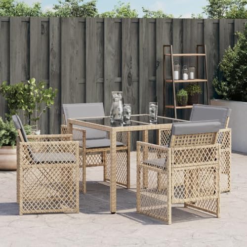 HEFZGDB Gartenstühle mit Kissen 4 STK. Beigemischung Poly Rattan Balkon Stühle Campingstuhl Camping Chair Seselstuhl Wohnzimmer für Balkon Terrasse Garten Parks von HEFZGDB