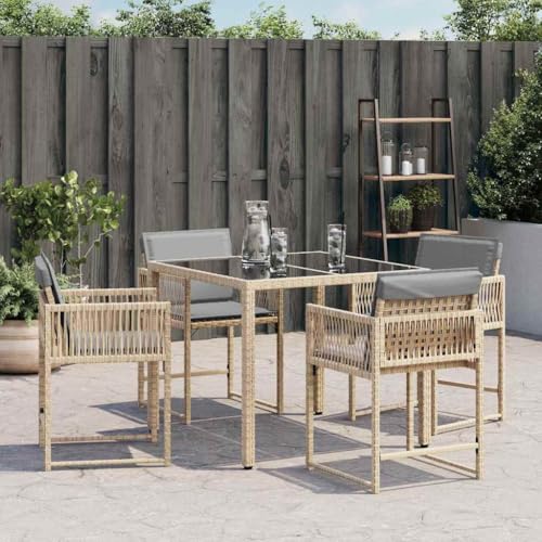 HEFZGDB Gartenstühle mit Kissen 4 STK. Beigemischung Poly Rattan Campinghocker Campingstuhl Loungesessel Wohnzimmer Essstuhl für Innenhof Garten Parks Terrasse HEFZGDB Gartenstühle mit Kissen 4 STK. Beigemischung Poly Rattan Campinghocker Campingstuhl Loungesessel Wohnzimmer Essstuhl für Innenhof Garten Parks Terrasse von HEFZGDB