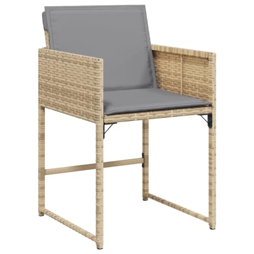 HEFZGDB Gartenstühle mit Kissen 4 STK. Beigemischung Poly Rattan Kleiner Hocker Essstühle Loungesessel Wohnzimmer Gartensessel für Terrasse Innenhof Parks Garten von HEFZGDB