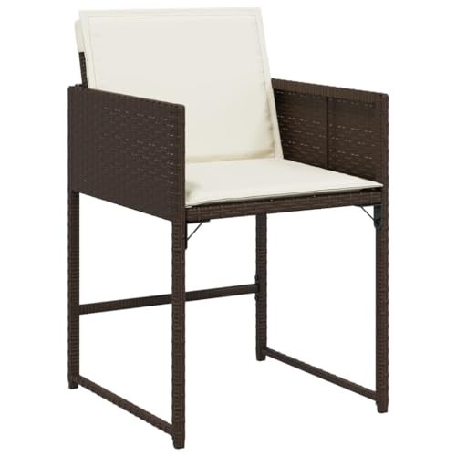 HEFZGDB Gartenstühle mit Kissen 4 STK. Braun Poly Rattan Balkon Stühle Gartenstuhl Loungesessel Wohnzimmer Camping Chair für Garten Balkon Innenhof Terrasse von HEFZGDB