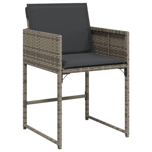 HEFZGDB Gartenstühle mit Kissen 4 STK. Grau Poly Rattan Kleiner Hocker Gartenstühle Loungesessel Wohnzimmer Essstuhl für Balkon Garten Parks Innenhof von HEFZGDB