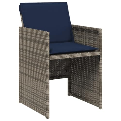 HEFZGDB Gartenstühle mit Kissen 4 STK. Grau Poly Rattan Schtul Campingstuhl Essstühle Camping Chair für Garten Innenhof Balkon Parks von HEFZGDB