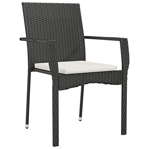 HEFZGDB Gartenstühle mit Kissen 4 STK. Poly Rattan Schwarz Kleiner Sessel Campingstuhl Seselstuhl Wohnzimmer Essstuhl für Terrasse Parks Garten Innenhof von HEFZGDB