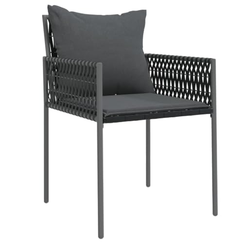 HEFZGDB Gartenstühle mit Kissen 4 STK. Schwarz 54x61x83 cm Poly Rattan Kleiner Sessel Essstühle Loungesessel Wohnzimmer Armlehnstuhl für Terrasse Parks Innenhof Balkon von HEFZGDB