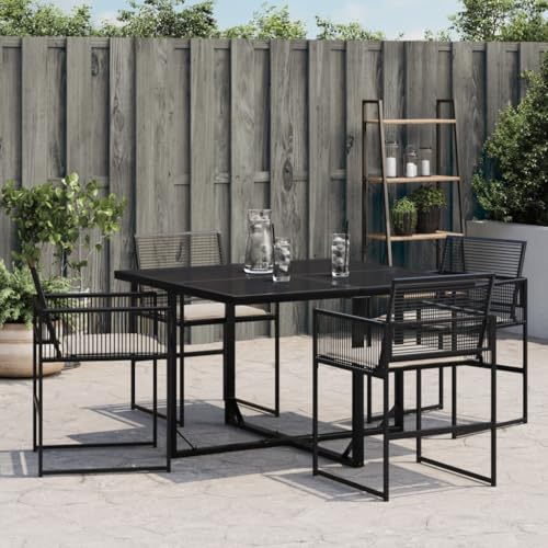 HEFZGDB Gartenstühle mit Kissen 4 STK. Schwarz Poly Rattan Balkon Stühle Campingstuhl Gartenstühle Kleiner Sessel für Parks Innenhof Terrasse Balkon von HEFZGDB