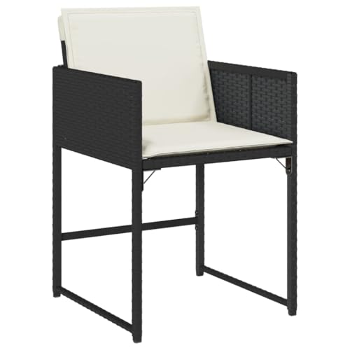 HEFZGDB Gartenstühle mit Kissen 4 STK. Schwarz Poly Rattan Kleiner Sessel Gartenstuhl Seselstuhl Wohnzimmer Gartensessel für Balkon Innenhof Parks Terrasse von HEFZGDB