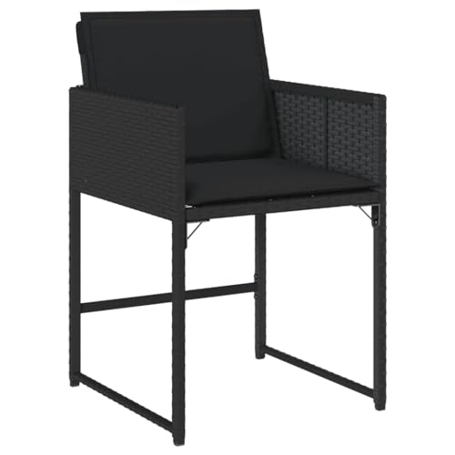 HEFZGDB Gartenstühle mit Kissen 4 STK. Schwarz Poly Rattan Schtul Gartenstühle Essstühle Loungesessel Wohnzimmer für Garten Innenhof Balkon Terrasse von HEFZGDB