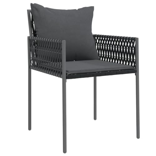 HEFZGDB Gartenstühle mit Kissen 6 STK. Schwarz 54x61x83 cm Poly Rattan Kleiner Sessel Essstühle Loungesessel Wohnzimmer Armlehnstuhl für Terrasse Parks Innenhof Balkon von HEFZGDB