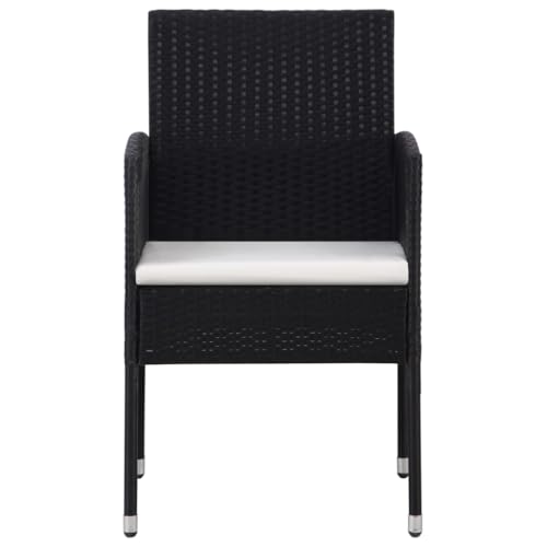 HEFZGDB Gartenstühle mit Kissen in Cremeweiß 2 STK. Schwarz Polyrattan Balkon Stühle Campingstuhl Camping Chair Seselstuhl Wohnzimmer für Garten Terrasse Innenhof Balkon von HEFZGDB