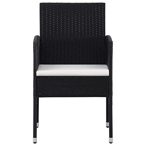 HEFZGDB Gartenstühle mit Kissen in Cremeweiß 4 STK. Schwarz Polyrattan Balkon Stühle Campingstuhl Camping Chair Seselstuhl Wohnzimmer für Garten Terrasse Innenhof Balkon von HEFZGDB