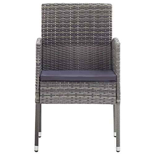 HEFZGDB Gartenstühle mit Kissen in Dunkelgrau 2 STK. Grau Polyrattan Balkon Stühle Campingstuhl Camping Chair Seselstuhl Wohnzimmer für Garten Terrasse Innenhof Balkon von HEFZGDB