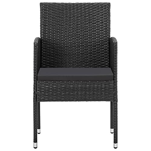 HEFZGDB Gartenstühle mit Kissen in Schwarz 4 STK. Schwarz Polyrattan Campingstühle Gartenstuhl Essstühle Loungesessel Wohnzimmer für Innenhof Terrasse Garten Parks von HEFZGDB