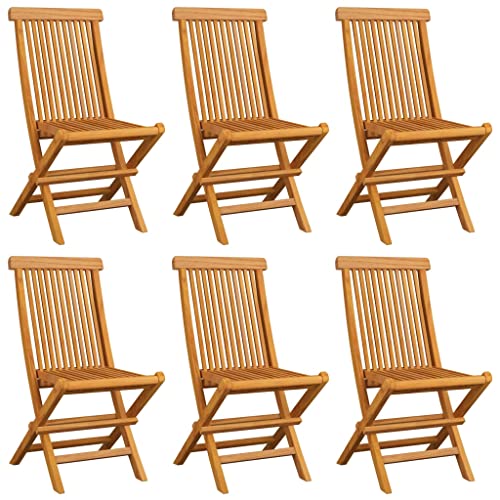 HEFZGDB Gartenstühle mit Taupe Kissen 6 STK. Massivholz Teak Essstuhl Essstühle Seselstuhl Wohnzimmer Gartensessel für Garten Parks Innenhof Balkon von HEFZGDB