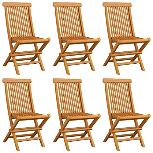 HEFZGDB Gartenstühle mit Weinroten Kissen 6 STK. Massivholz Teak Essstuhl Essstühle Seselstuhl Wohnzimmer Gartensessel für Garten Parks Innenhof Balkon von HEFZGDB