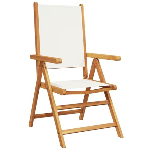 HEFZGDB Gartenstuhl Verstellbar 4 STK. Cremeweiß Stoff und Massivholz Campingstühle Gartenstühle Essstühle Camping Chair für Terrasse Garten Innenhof Parks von HEFZGDB