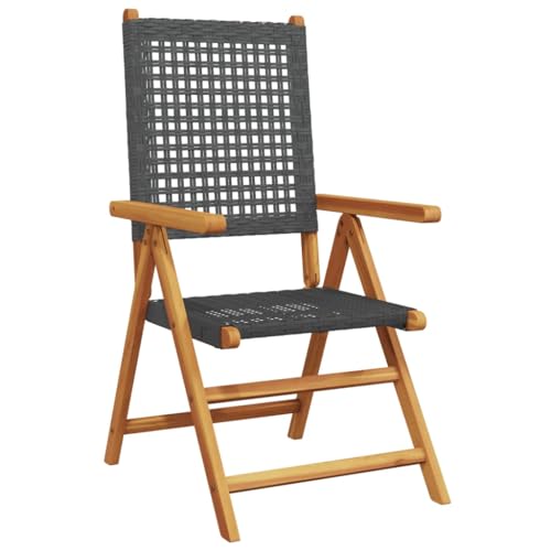 HEFZGDB Gartenstuhl Verstellbar 4 STK. Schwarz Poly Rattan Massivholz Campinghocker Campingstuhl Camping Chair Armlehnstuhl für Parks Terrasse Balkon Garten von HEFZGDB
