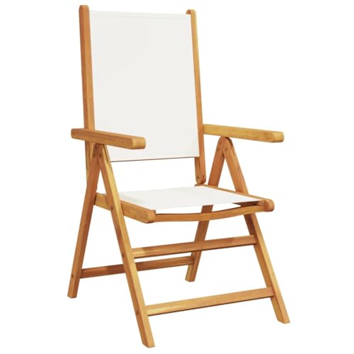 HEFZGDB Gartenstuhl Verstellbar 6 STK. Cremeweiß Stoff und Massivholz Campingstühle Gartenstühle Essstühle Camping Chair für Terrasse Garten Innenhof Parks von HEFZGDB