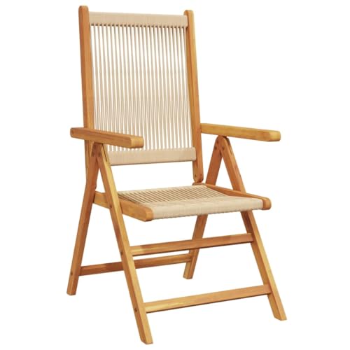 HEFZGDB Gartenstuhl Verstellbar 8 STK. Beige Massivholz Akazie Balkon Stühle Gartenstühle Gartenstuhl Armlehnstuhl für Innenhof Parks Terrasse Balkon von HEFZGDB