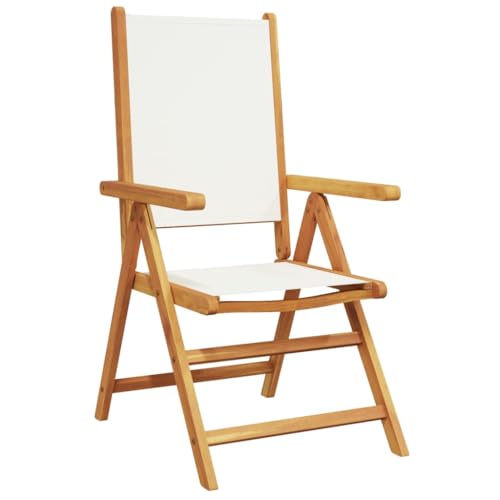 HEFZGDB Gartenstuhl Verstellbar 8 STK. Cremeweiß Stoff und Massivholz Campingstühle Gartenstühle Essstühle Camping Chair für Terrasse Garten Innenhof Parks von HEFZGDB