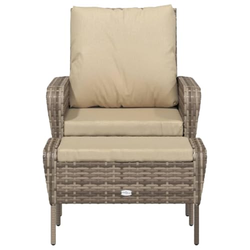 HEFZGDB Gartenstuhl mit Fußhocker Hellbraun Poly Rattan Campingstühle Campingstuhl Gartenstühle Armlehnstuhl für Garten Innenhof Balkon Terrasse von HEFZGDB