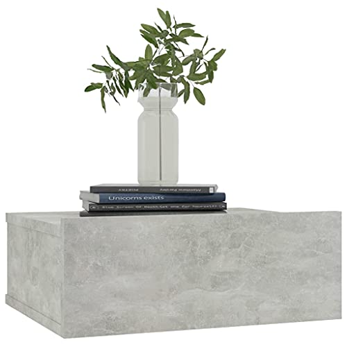 HEFZGDB Hängender Nachttisch Betongrau 40x30x15 cm Holzwerkstoff Nachtschränkchen Beistelltisch Bartisch Lowboard für Wohnzimmer Gästezimmer Schlafzimmer Hotel von HEFZGDB