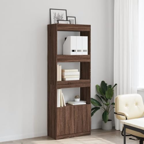 HEFZGDB Highboard 63x33x180 cm Braun Eichen-Optik Holzwerkstoff Allzweckschrank Cd Regal Mehrzweckschrank Apothekerschrank Küche für Wohnbereich Büro Schlafzimmer Bibliothek von HEFZGDB