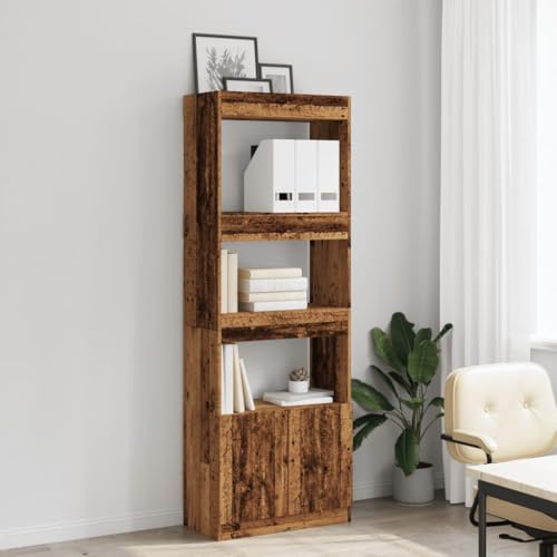 HEFZGDB Highboard Altholz-Optik 63x33x180 cm Holzwerkstoff Allzweckschrank Cd Regal Mehrzweckschrank Apothekerschrank Küche für Wohnbereich Büro Schlafzimmer Bibliothek von HEFZGDB