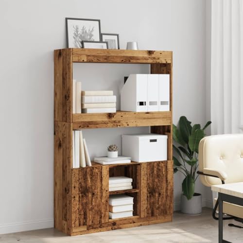 HEFZGDB Highboard Altholz-Optik 92x33x140 cm Holzwerkstoff Allzweckschrank Cd Regal Mehrzweckschrank Apothekerschrank Küche für Wohnbereich Büro Schlafzimmer Bibliothek von HEFZGDB