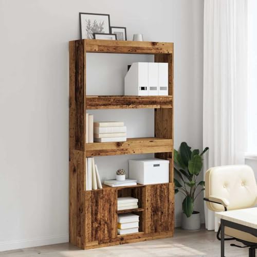 HEFZGDB Highboard Altholz-Optik 92x33x180 cm Holzwerkstoff Allzweckschrank Cd Regal Mehrzweckschrank Apothekerschrank Küche für Wohnbereich Büro Schlafzimmer Bibliothek von HEFZGDB