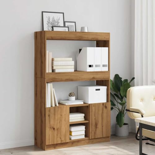 HEFZGDB Highboard Artisan-Eiche 92x33x140 cm Holzwerkstoff Allzweckschrank Cd Regal Mehrzweckschrank Apothekerschrank Küche für Wohnbereich Büro Schlafzimmer Bibliothek von HEFZGDB