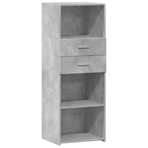 HEFZGDB Highboard Betongrau 45x42,5x124 cm Holzwerkstoff Sideboard Flur Küchenschrank Buffetschrank Küche Display Case für Speisesaal Wohnstube Dessert Shop Café von HEFZGDB
