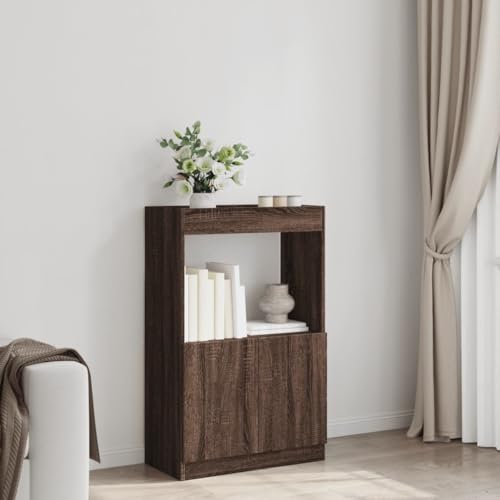 HEFZGDB Highboard Braun Eichen-Optik 63x33x100 cm Holzwerkstoff Allzweckschrank Cd Regal Mehrzweckschrank Apothekerschrank Küche für Wohnbereich Büro Schlafzimmer Bibliothek von HEFZGDB