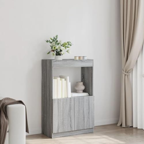 HEFZGDB Highboard Grau Sonoma-Eiche 63x33x100 cm Holzwerkstoff Allzweckschrank Cd Regal Mehrzweckschrank Apothekerschrank Küche für Wohnbereich Büro Schlafzimmer Bibliothek von HEFZGDB