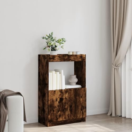 HEFZGDB Highboard Räuchereiche 63x33x100 cm Holzwerkstoff Allzweckschrank Cd Regal Mehrzweckschrank Apothekerschrank Küche für Wohnbereich Büro Schlafzimmer Bibliothek von HEFZGDB