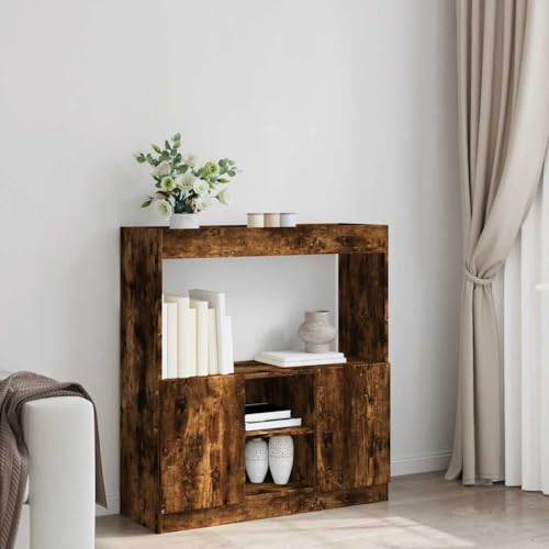 HEFZGDB Highboard Räuchereiche 92x33x100 cm Holzwerkstoff Allzweckschrank Cd Regal Mehrzweckschrank Apothekerschrank Küche für Wohnbereich Büro Schlafzimmer Bibliothek von HEFZGDB