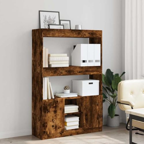 HEFZGDB Highboard Räuchereiche 92x33x140 cm Holzwerkstoff Allzweckschrank Cd Regal Mehrzweckschrank Apothekerschrank Küche für Wohnbereich Büro Schlafzimmer Bibliothek von HEFZGDB