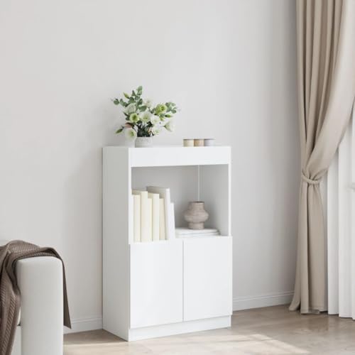 HEFZGDB Highboard Weiß 63x33x100 cm Holzwerkstoff Allzweckschrank Cd Regal Mehrzweckschrank Apothekerschrank Küche für Wohnbereich Büro Schlafzimmer Bibliothek von HEFZGDB