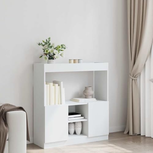 HEFZGDB Highboard Weiß 92x33x100 cm Holzwerkstoff Allzweckschrank Cd Regal Mehrzweckschrank Apothekerschrank Küche für Wohnbereich Büro Schlafzimmer Bibliothek von HEFZGDB