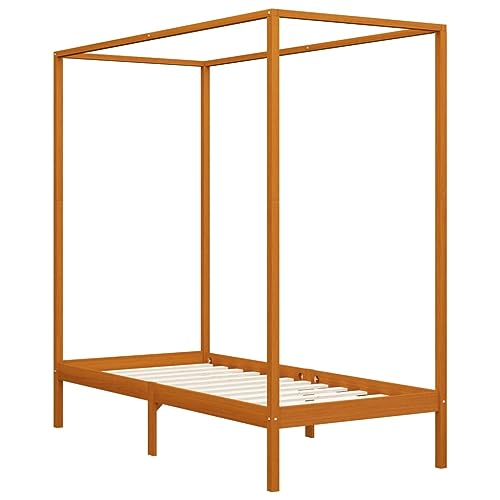 HEFZGDB Himmelbett-Gestell Honigbraun Massivholz Kiefer 100 x 200 cm Ehebett Gästebett Einzelbetten Bettrahmen für Wohnbereich Schlafzimmer Herberge Gästezimmer HEFZGDB Himmelbett-Gestell Honigbraun Massivholz Kiefer 100 x 200 cm Ehebett Gästebett Einzelbetten Bettrahmen für Wohnbereich Schlafzimmer Herberge Gästezimmer von HEFZGDB