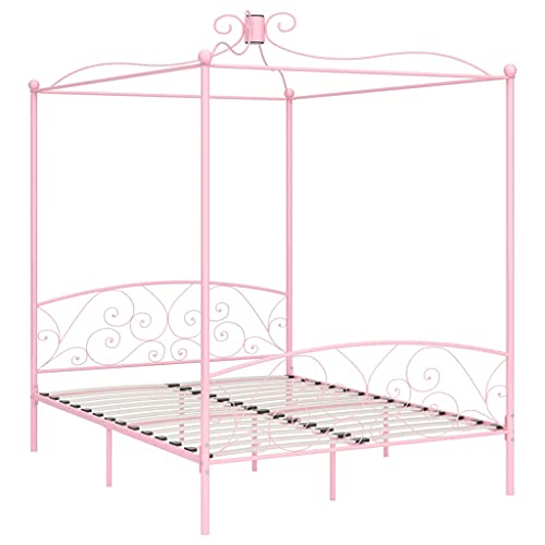 HEFZGDB Himmelbett-Gestell Rosa Metall 160 x 200 cm Jugendbett Bed Frame Familienbett Einzelbetten für Gästezimmer Schlafzimmer Herberge Wohnbereich HEFZGDB Himmelbett-Gestell Rosa Metall 160 x 200 cm Jugendbett Bed Frame Familienbett Einzelbetten für Gästezimmer Schlafzimmer Herberge Wohnbereich von HEFZGDB