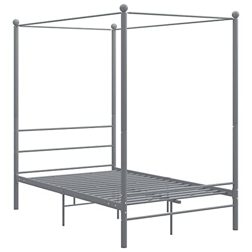 HEFZGDB Himmelbett Grau Metall 140x200 cm Double Bed Gästebett Familienbett Einzelbetten für Herberge Wohnbereich Gästezimmer Schlafzimmer HEFZGDB Himmelbett Grau Metall 140x200 cm Double Bed Gästebett Familienbett Einzelbetten für Herberge Wohnbereich Gästezimmer Schlafzimmer von HEFZGDB