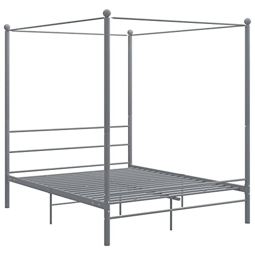HEFZGDB Himmelbett Grau Metall 160x200 cm Double Bed Gästebett Familienbett Einzelbetten für Herberge Wohnbereich Gästezimmer Schlafzimmer HEFZGDB Himmelbett Grau Metall 160x200 cm Double Bed Gästebett Familienbett Einzelbetten für Herberge Wohnbereich Gästezimmer Schlafzimmer von HEFZGDB