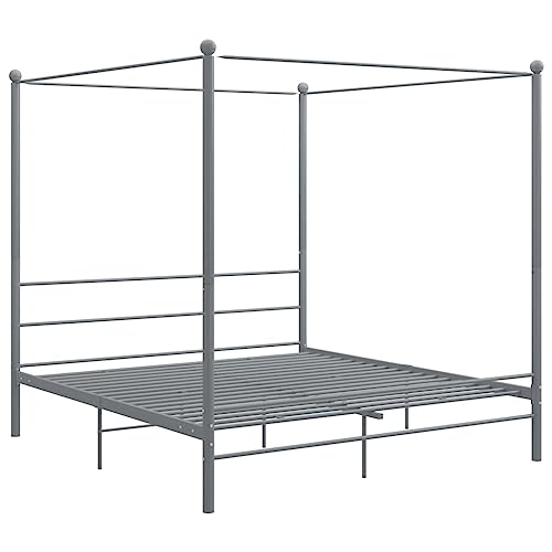 HEFZGDB Himmelbett Grau Metall 180x200 cm Double Bed Gästebett Familienbett Einzelbetten für Herberge Wohnbereich Gästezimmer Schlafzimmer HEFZGDB Himmelbett Grau Metall 180x200 cm Double Bed Gästebett Familienbett Einzelbetten für Herberge Wohnbereich Gästezimmer Schlafzimmer von HEFZGDB