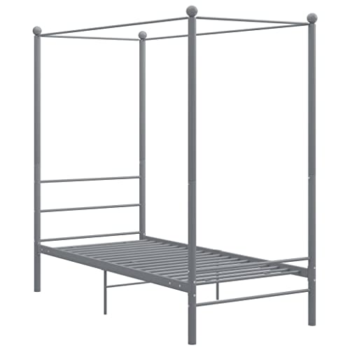 HEFZGDB Himmelbett Grau Metall 90x200 cm Ehebett Bettgestell Einzelbetten Doppelbett für Gästezimmer Schlafzimmer Herberge Wohnbereich HEFZGDB Himmelbett Grau Metall 90x200 cm Ehebett Bettgestell Einzelbetten Doppelbett für Gästezimmer Schlafzimmer Herberge Wohnbereich von HEFZGDB