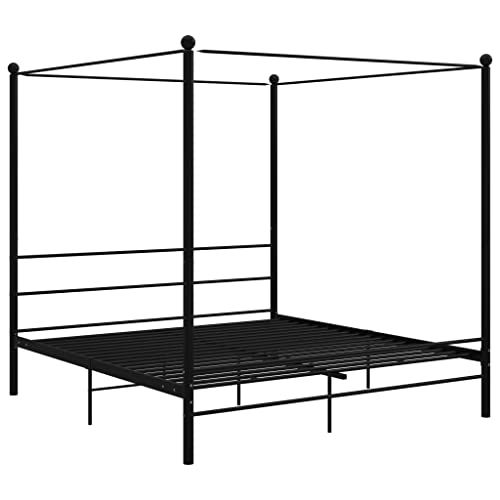 HEFZGDB Himmelbett Schwarz Metall 200x200 cm Double Bed Gästebett Familienbett Einzelbetten für Herberge Wohnbereich Gästezimmer Schlafzimmer HEFZGDB Himmelbett Schwarz Metall 200x200 cm Double Bed Gästebett Familienbett Einzelbetten für Herberge Wohnbereich Gästezimmer Schlafzimmer von HEFZGDB