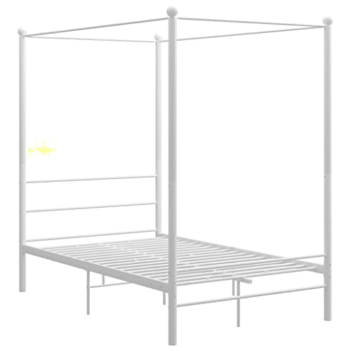 HEFZGDB Himmelbett Weiß Metall 120x200 cm Double Bed Gästebett Familienbett Einzelbetten für Herberge Wohnbereich Gästezimmer Schlafzimmer HEFZGDB Himmelbett Weiß Metall 120x200 cm Double Bed Gästebett Familienbett Einzelbetten für Herberge Wohnbereich Gästezimmer Schlafzimmer von HEFZGDB