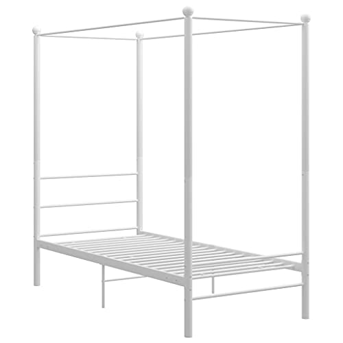 HEFZGDB Himmelbett Weiß Metall 90x200 cm Ehebett Bettgestell Einzelbetten Doppelbett für Gästezimmer Schlafzimmer Herberge Wohnbereich HEFZGDB Himmelbett Weiß Metall 90x200 cm Ehebett Bettgestell Einzelbetten Doppelbett für Gästezimmer Schlafzimmer Herberge Wohnbereich von HEFZGDB