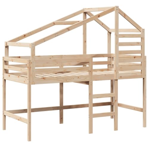 HEFZGDB Hochbett mit Leiter und Dach 80x200 cm Massivholz Kiefer Daybed Gästebett Bed Frame Bettrahmen für Schlafzimmer Wohnbereich Gästezimmer Herberge HEFZGDB Hochbett mit Leiter und Dach 80x200 cm Massivholz Kiefer Daybed Gästebett Bed Frame Bettrahmen für Schlafzimmer Wohnbereich Gästezimmer Herberge von HEFZGDB