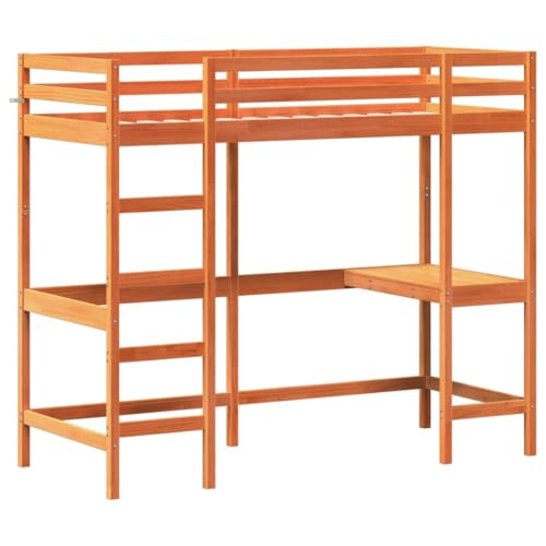 HEFZGDB Hochbett mit Schreibtisch Wachsbraun 75x190cm Massivholz Kiefer Single Bed Gästebett Doppelbett Bettrahmen für Herberge Schlafzimmer Gästezimmer Wohnbereich HEFZGDB Hochbett mit Schreibtisch Wachsbraun 75x190cm Massivholz Kiefer Single Bed Gästebett Doppelbett Bettrahmen für Herberge Schlafzimmer Gästezimmer Wohnbereich von HEFZGDB