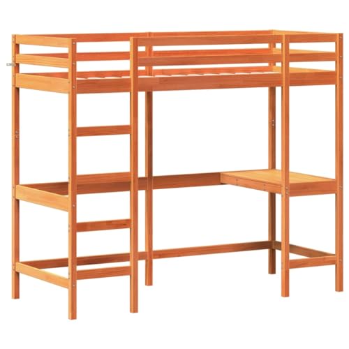 HEFZGDB Hochbett mit Schreibtisch Wachsbraun 80x200cm Massivholz Kiefer Single Bed Gästebett Doppelbett Bettrahmen für Herberge Schlafzimmer Gästezimmer Wohnbereich HEFZGDB Hochbett mit Schreibtisch Wachsbraun 80x200cm Massivholz Kiefer Single Bed Gästebett Doppelbett Bettrahmen für Herberge Schlafzimmer Gästezimmer Wohnbereich von HEFZGDB